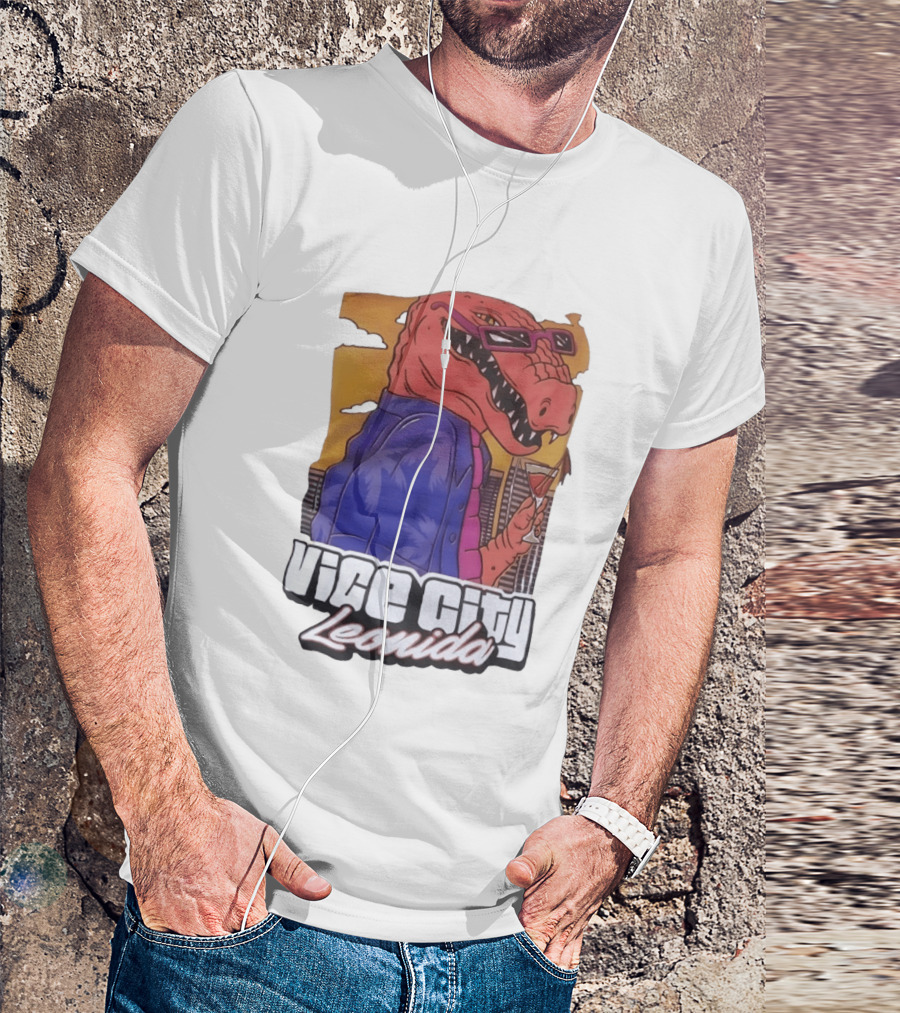 Vice City Leonida Rex Dinosaur Gaming Retro Vibes T-Shirt