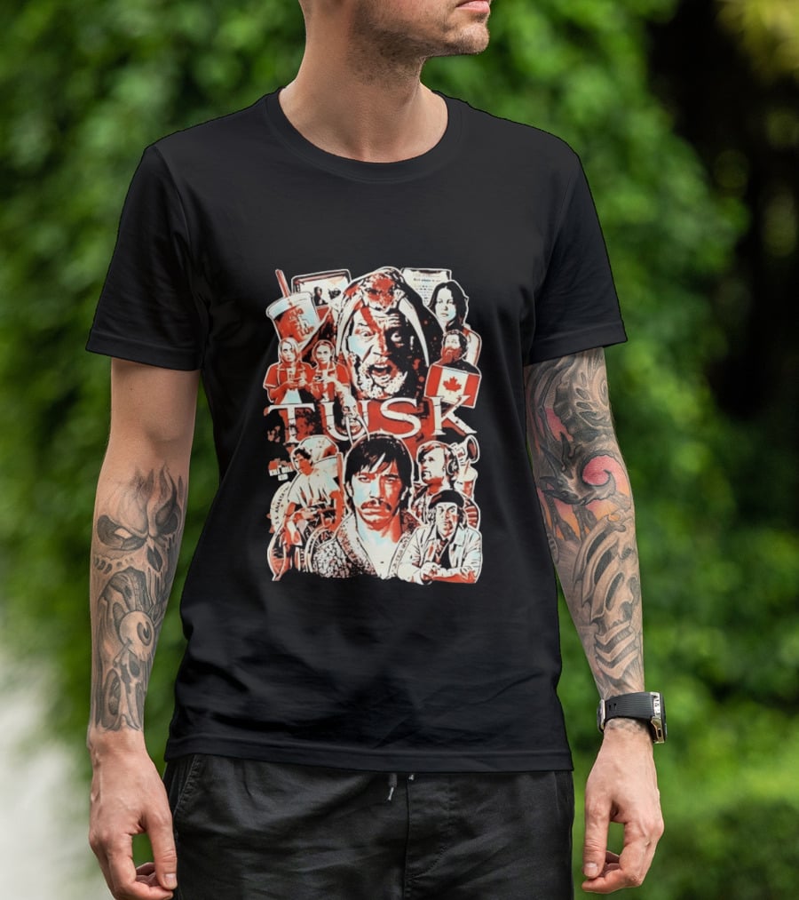 Tusk Movie Kevin Smith Justin Long Cast Collage T-Shirt