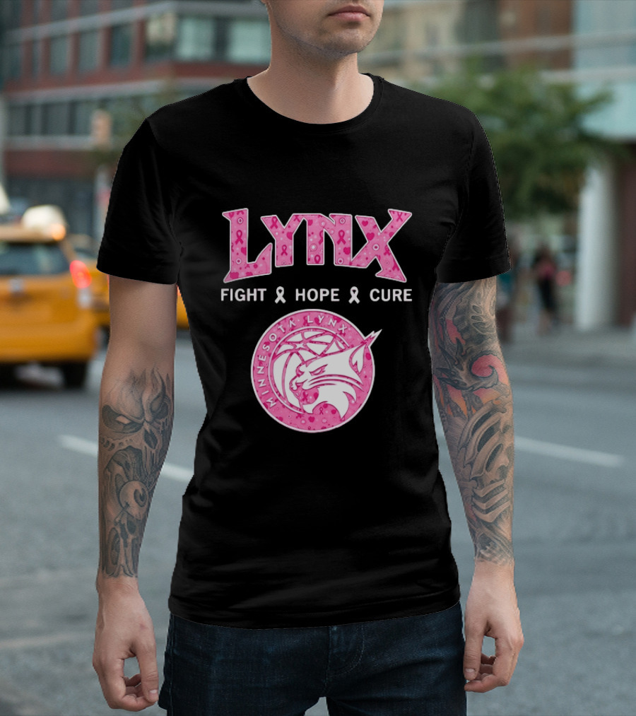 Minnesota Lynx Fight Hope Cure Breast Cancer Awareness Pink Ribbon T-Shirt