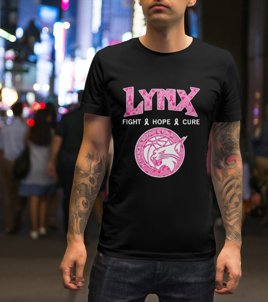Minnesota Lynx Fight Hope Cure Breast Cancer Awareness Pink Ribbon T-Shirt