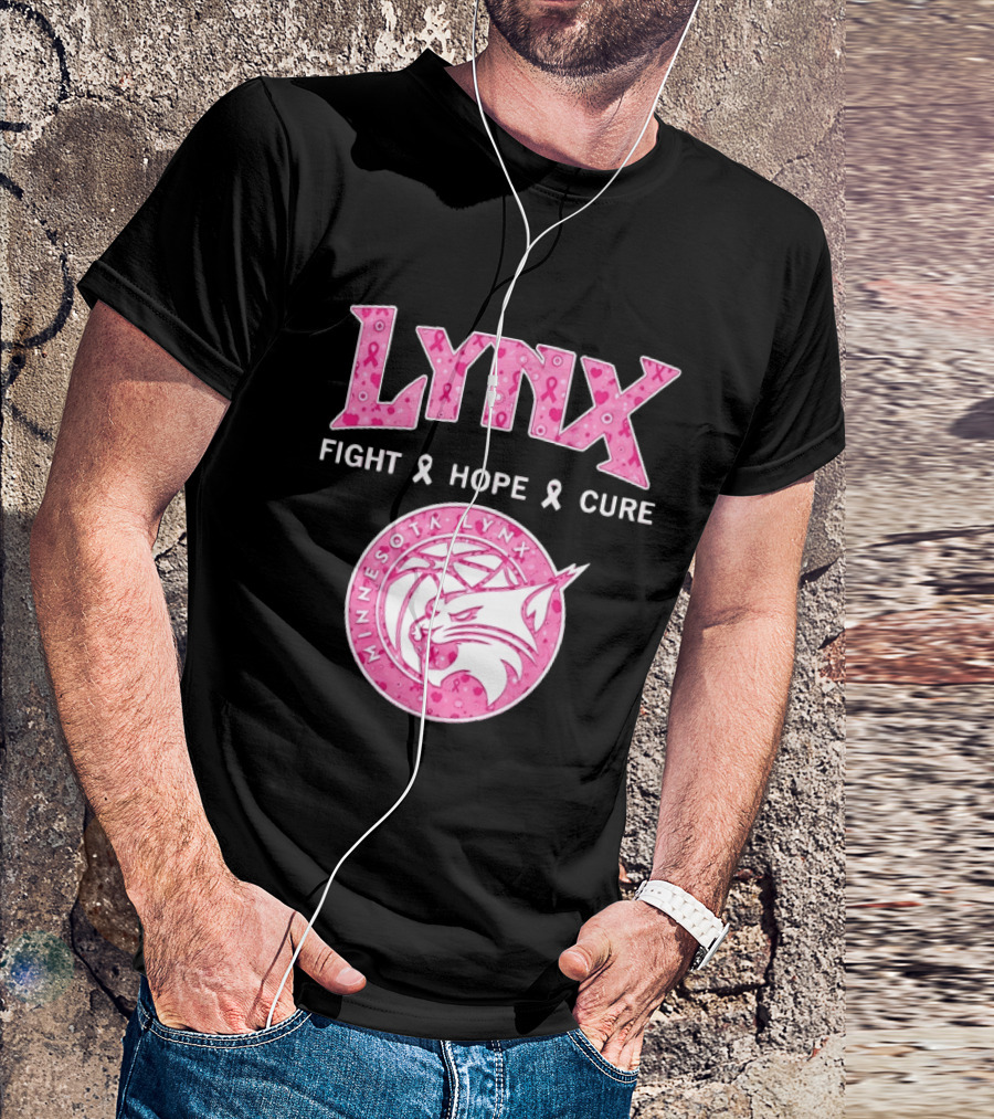 Minnesota Lynx Fight Hope Cure Breast Cancer Awareness Pink Ribbon T-Shirt