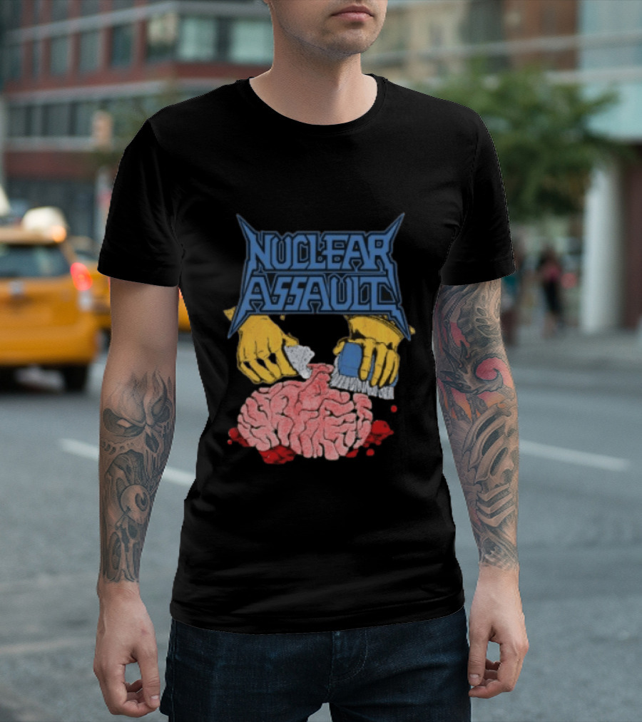 Nuclear Assault Brain Scrubbing Art Beyond Human Store Po Box Leftovers T-Shirt