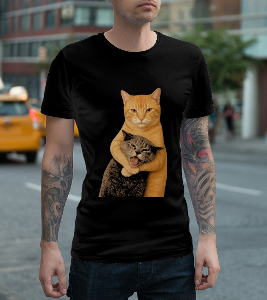 Cat Fight Meme Hugging Cats Funny Pet Lovers T-Shirt