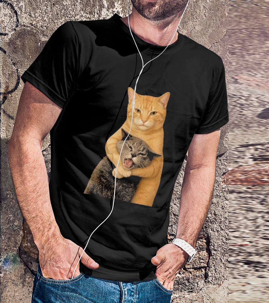 Cat Fight Meme Hugging Cats Funny Pet Lovers T-Shirt