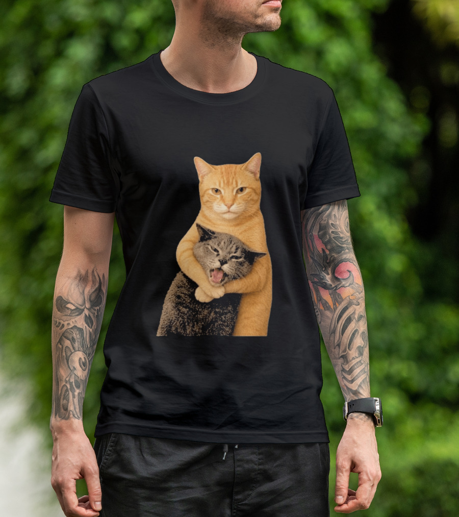 Cat Fight Meme Hugging Cats Funny Pet Lovers T-Shirt