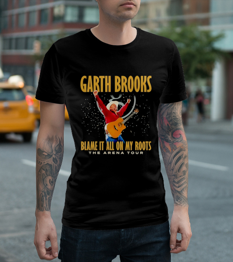 Garth Brooks Blame It All On My Roots The Arena Tour Cowboy Guitarist Celebration T-Shirt
