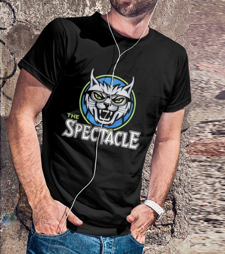 The Spectacle Cat With Glasses Feline Roaring Icon In Blue Circle T-Shirt