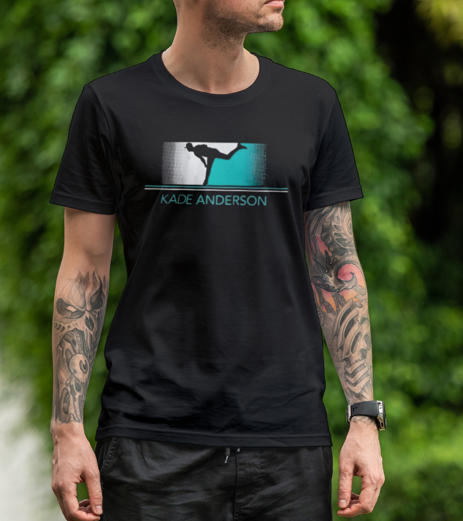 Kade Anderson Baseball Pitcher Halftone Teal T-Shirt