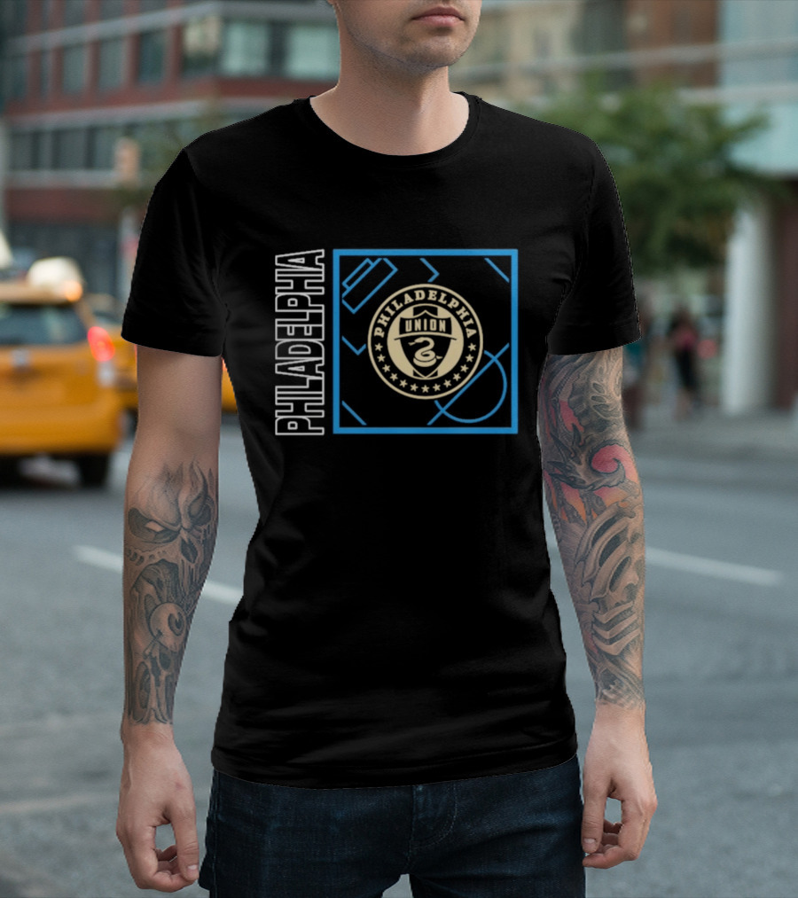Philadelphia Union Black Big Tall Home Field Pop Personalized Soccer Gear T-Shirt