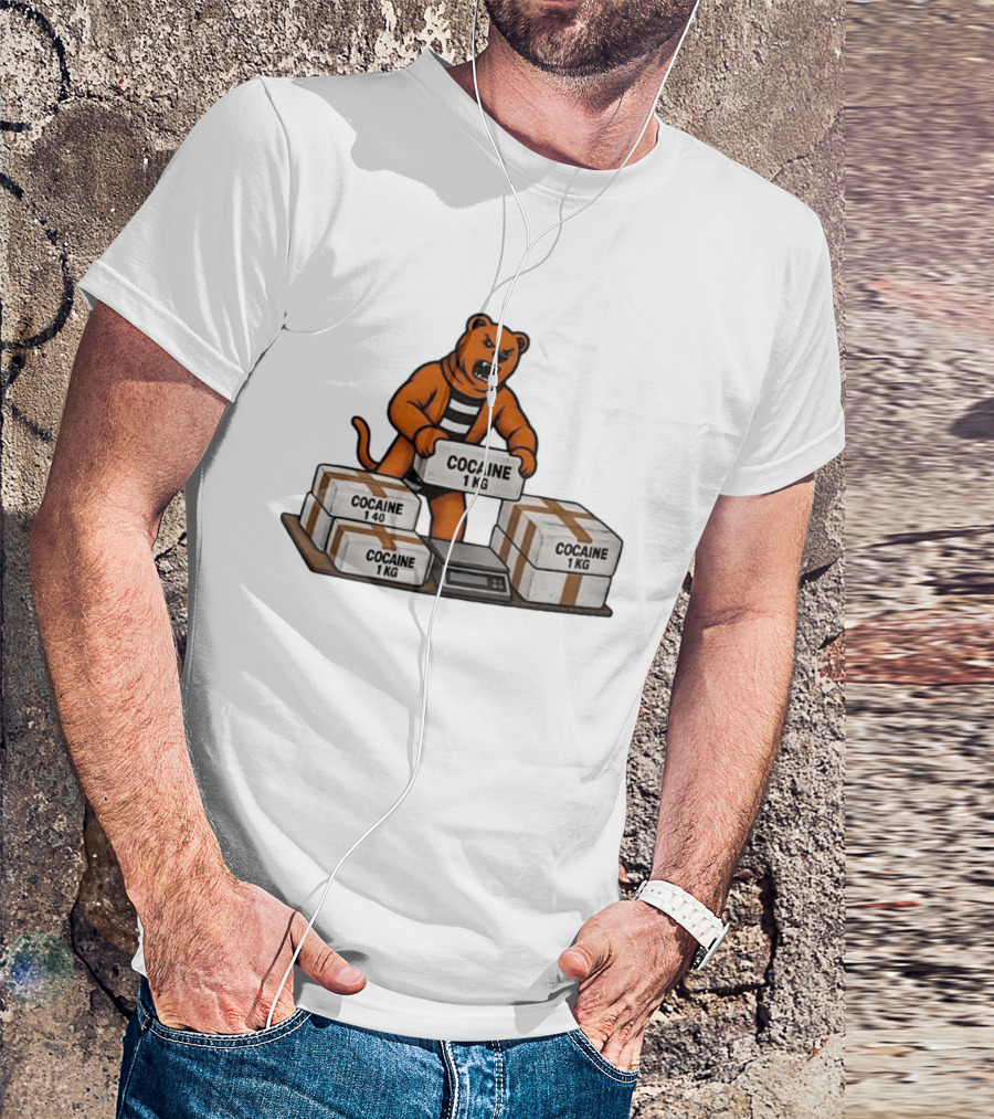Angry Bear Holding Cocaine 1KG Bricks Meme T-Shirt