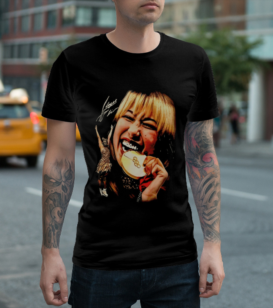 Tara Lipinski Olympic Gold Medal Celebration Iconic Figure Skater Image T-Shirt