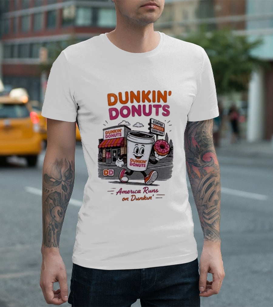 Dunkin' Donuts Coffee Good Vibes America Runs On Dunkin T-Shirt