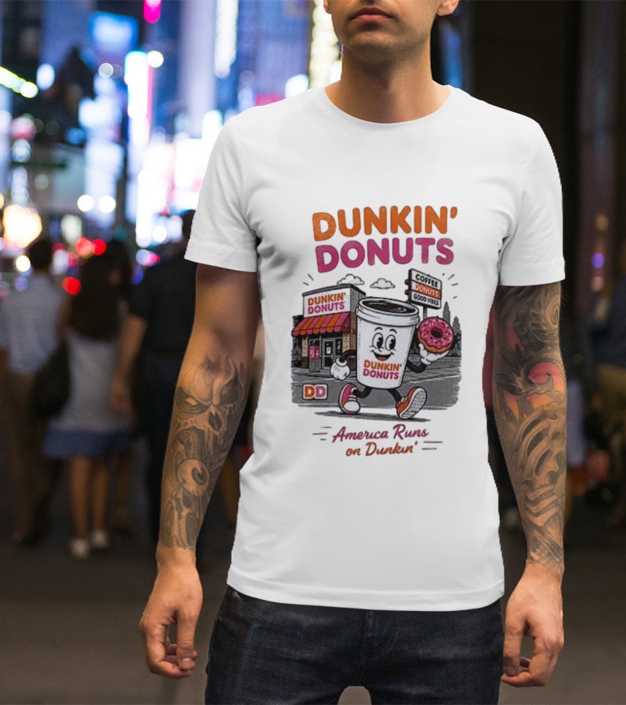Dunkin' Donuts Coffee Good Vibes America Runs On Dunkin T-Shirt