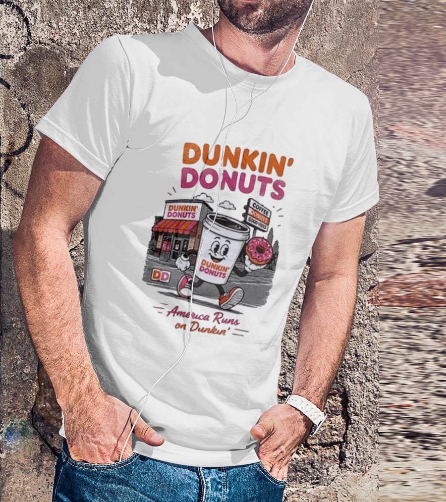 Dunkin' Donuts Coffee Good Vibes America Runs On Dunkin T-Shirt