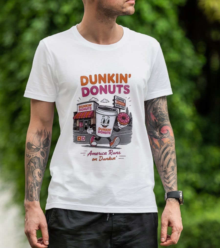 Dunkin' Donuts Coffee Good Vibes America Runs On Dunkin T-Shirt
