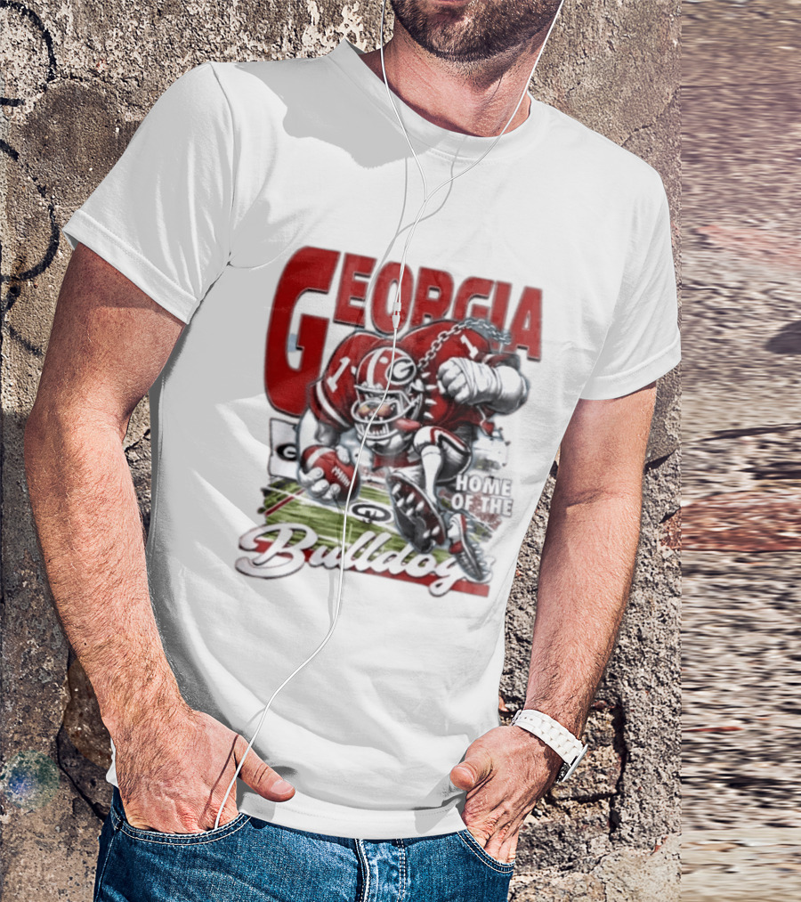 Georgia Bulldogs Football Cartoon Running Home Of The Bulldogs T-Shirt