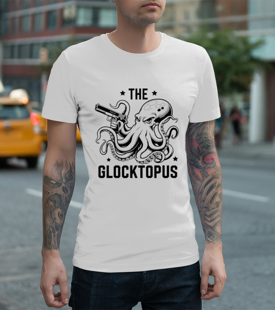 The Glocktopus Octopus Holding A Gun Graphic Image T-Shirt