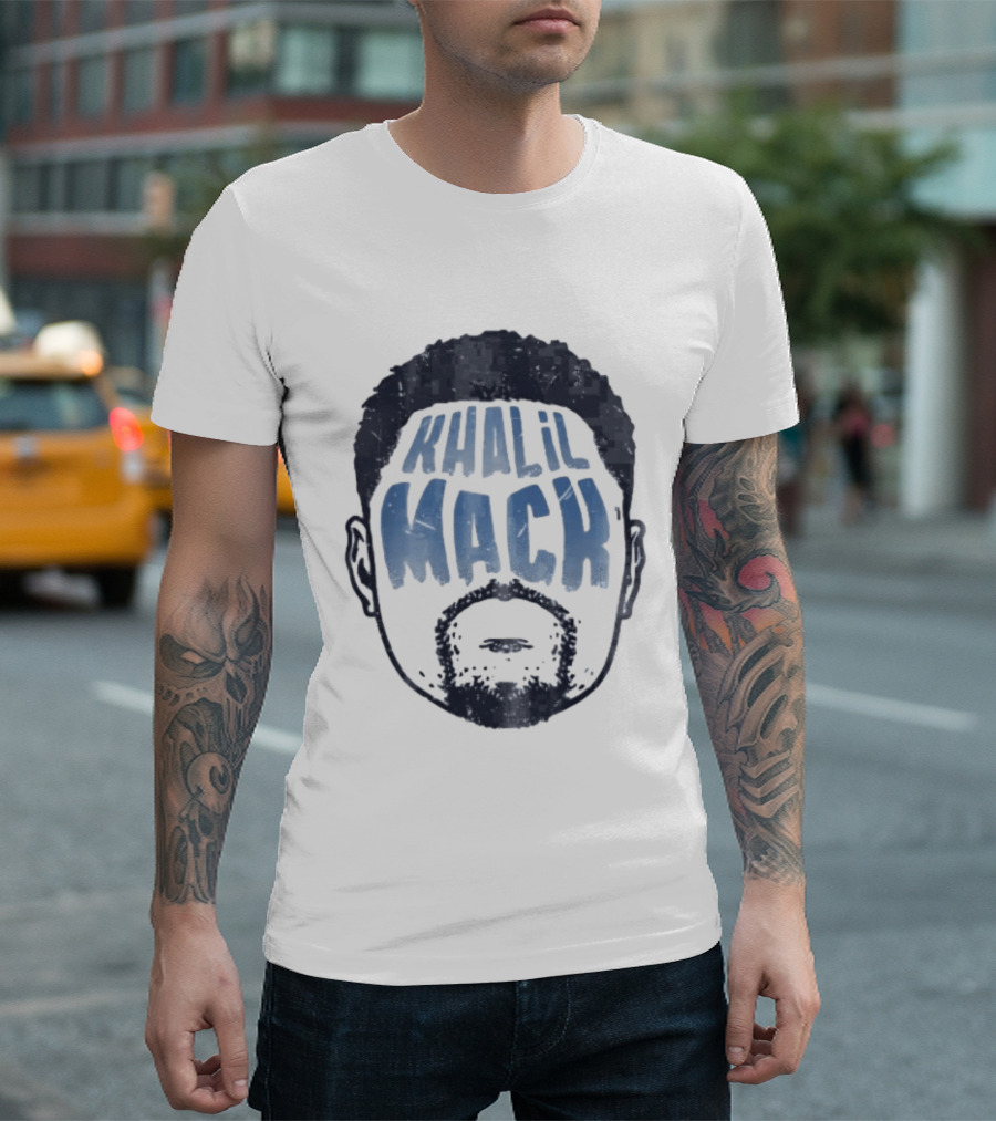 Khalil Mack Bearded Face Blue Distressed T-Shirt