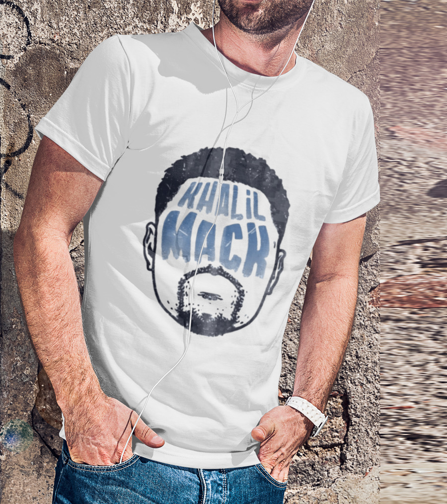 Khalil Mack Bearded Face Blue Distressed T-Shirt
