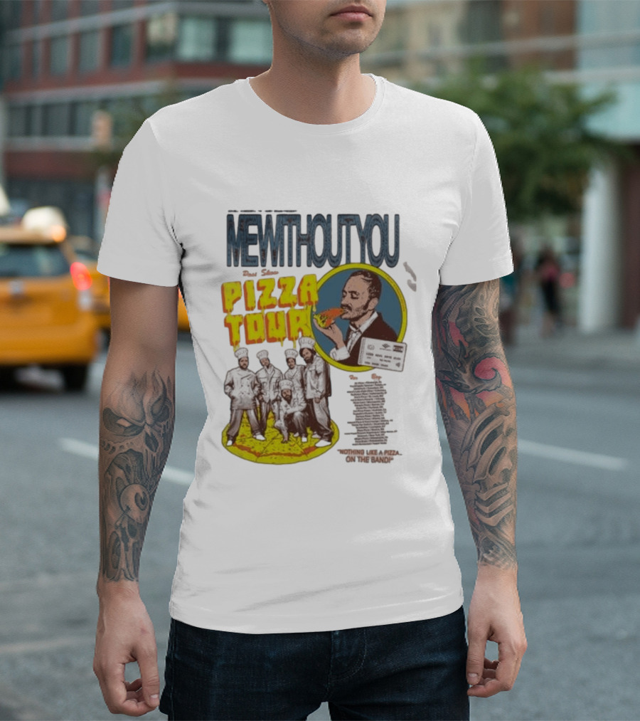 MeWithoutYou Pizza Tour Band Eating Slice T-Shirt