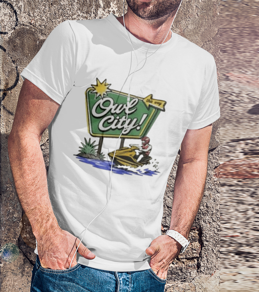 Owl City Music Welcome To Owl City Jet Ski Adventure Sign T-Shirt