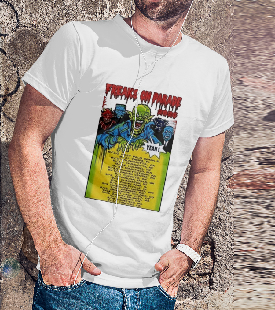 Freaks On Parade Tour 2023 Rob Zombie Dates West Palm Beach Tampa Atlanta Concord T-Shirt