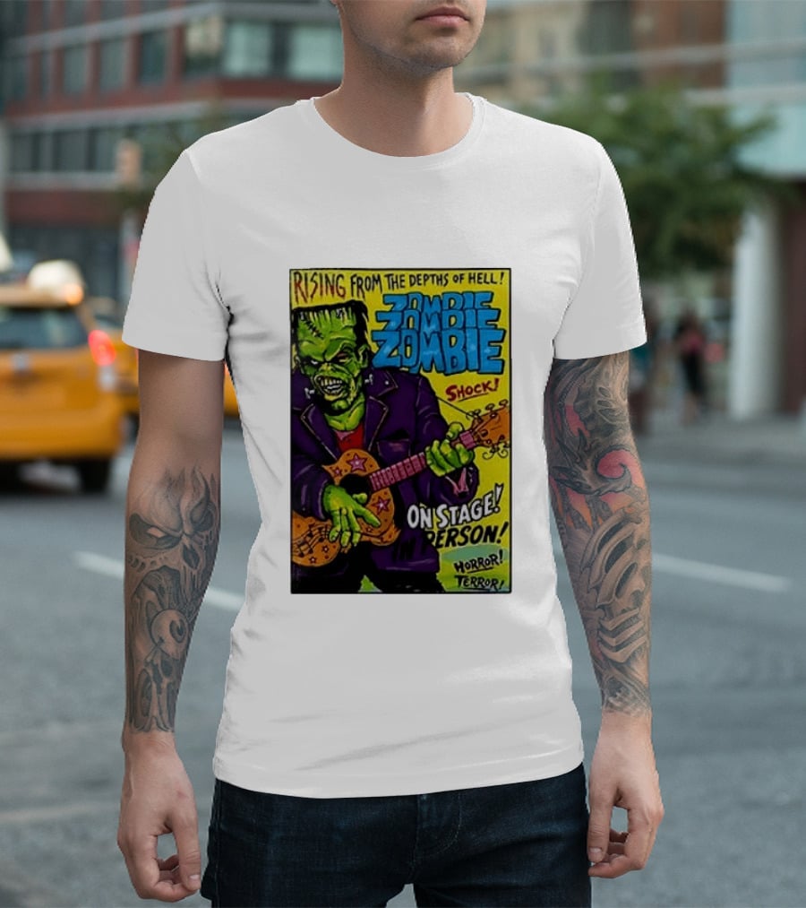 Rising From The Depths Of Hell Zombie On Stage In Person Horror Terror Shock T-Shirt