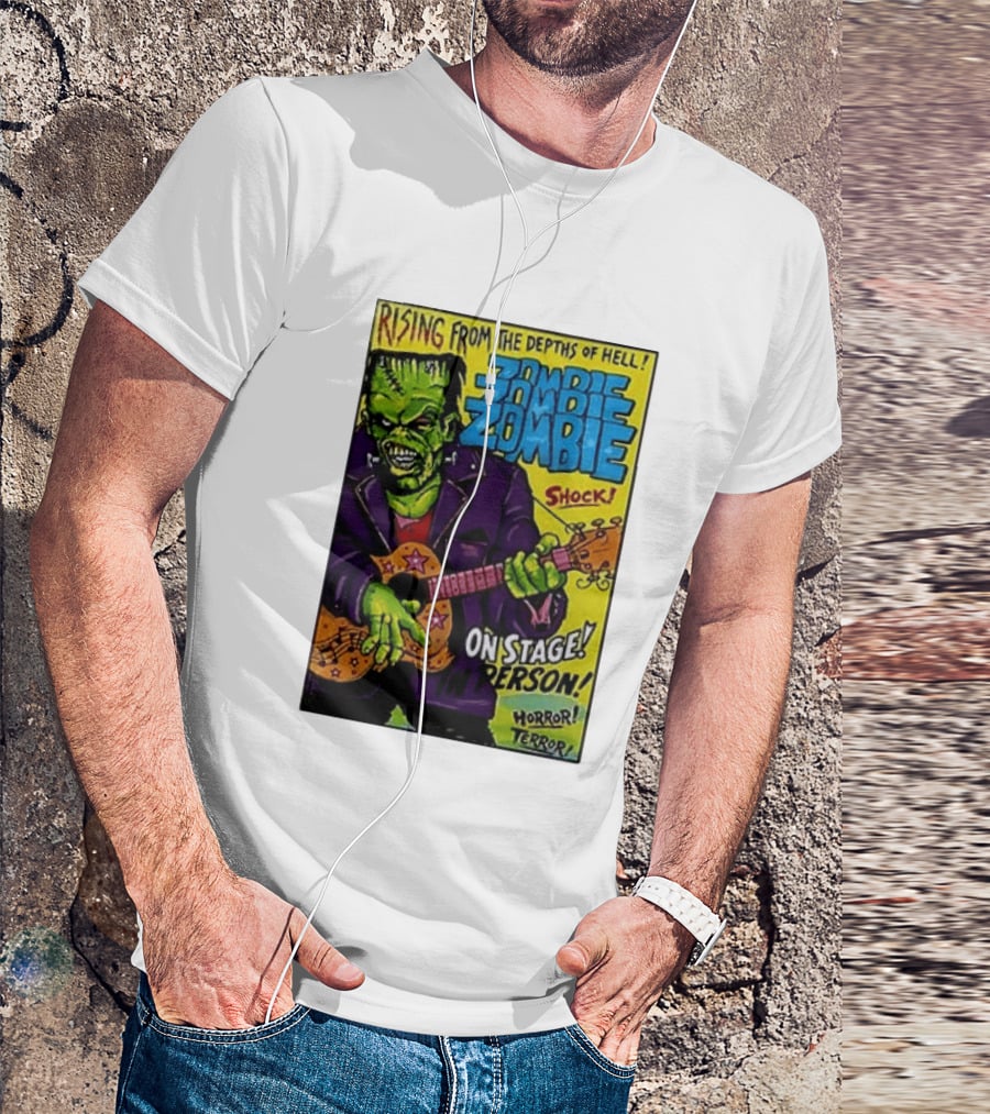 Rising From The Depths Of Hell Zombie On Stage In Person Horror Terror Shock T-Shirt