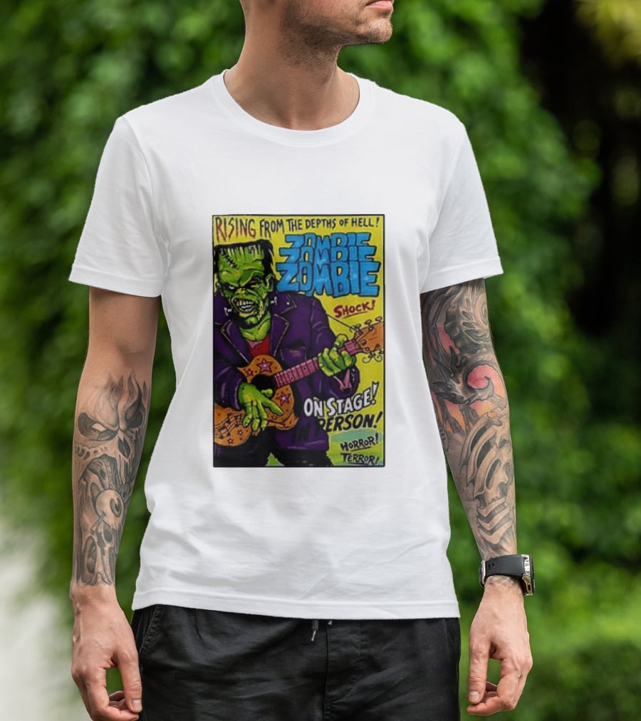 Rising From The Depths Of Hell Zombie On Stage In Person Horror Terror Shock T-Shirt