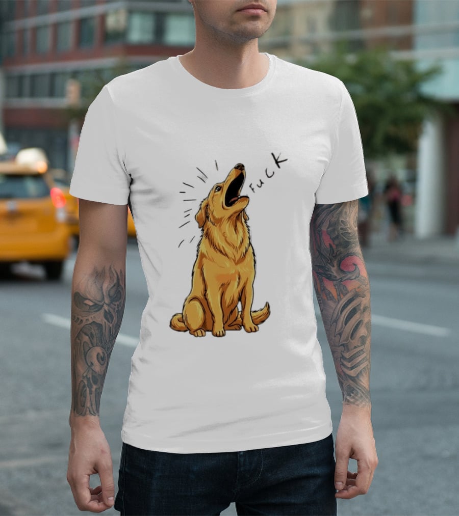 Howling Dog Saying Fuck Yellow Labrador Retriever Expression T-Shirt