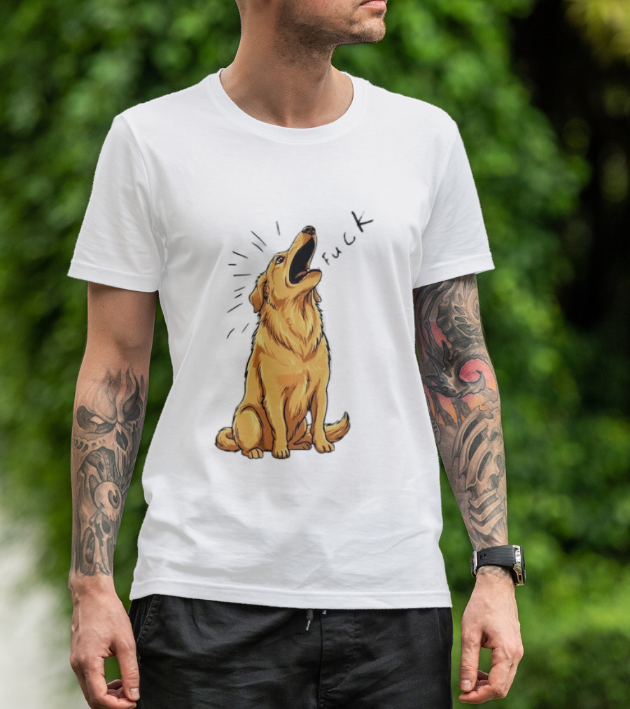 Howling Dog Saying Fuck Yellow Labrador Retriever Expression T-Shirt