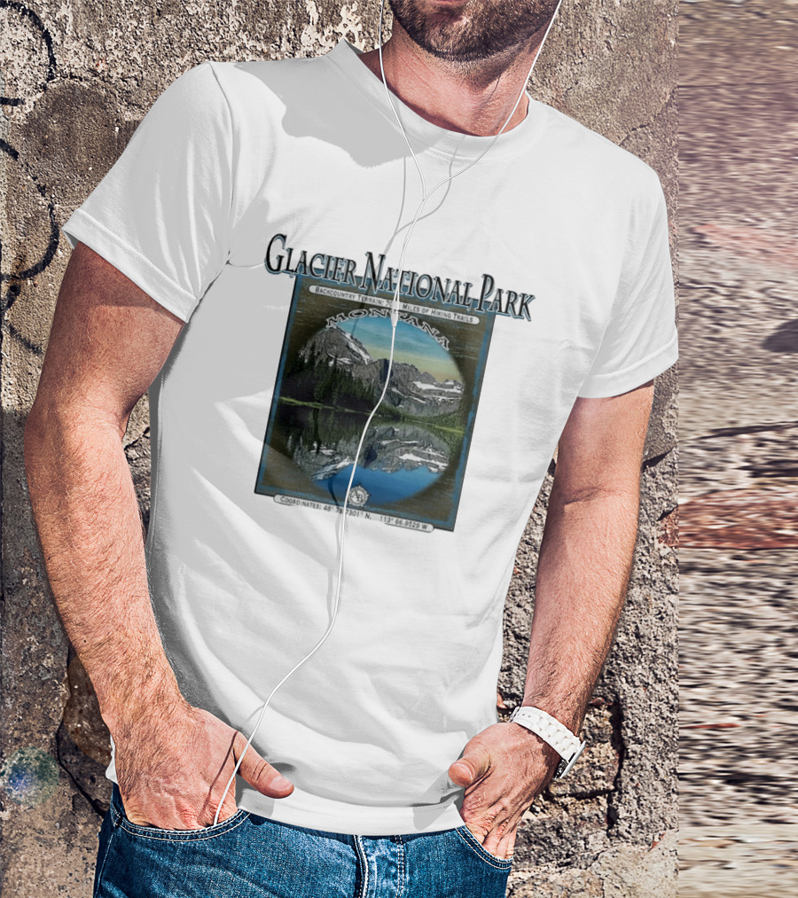 Glacier National Park Montana Backcountry Terrain 700 Miles Hiking Trails T-Shirt