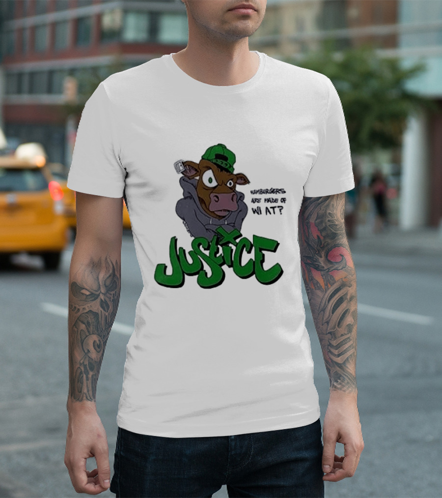 Justice Hamburgers Are Made Of What Go Vegetarian Cow T-Shirt