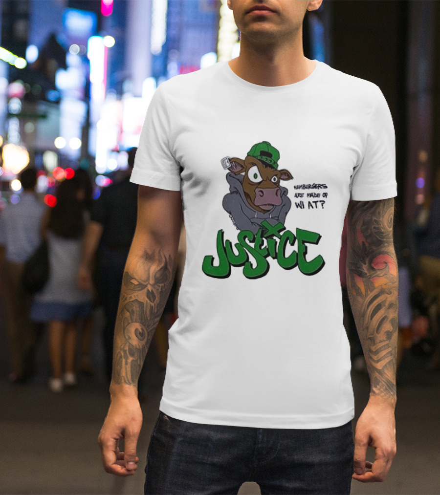 Justice Hamburgers Are Made Of What Go Vegetarian Cow T-Shirt