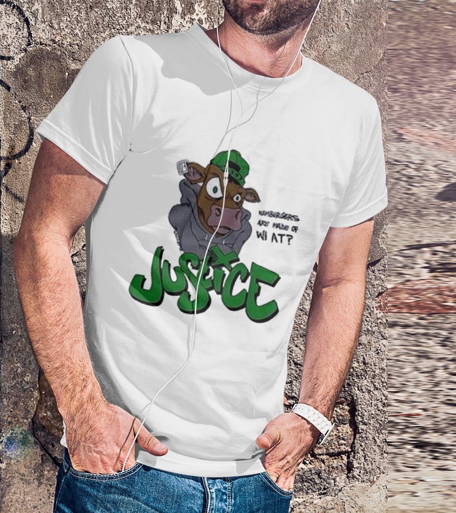 Justice Hamburgers Are Made Of What Go Vegetarian Cow T-Shirt