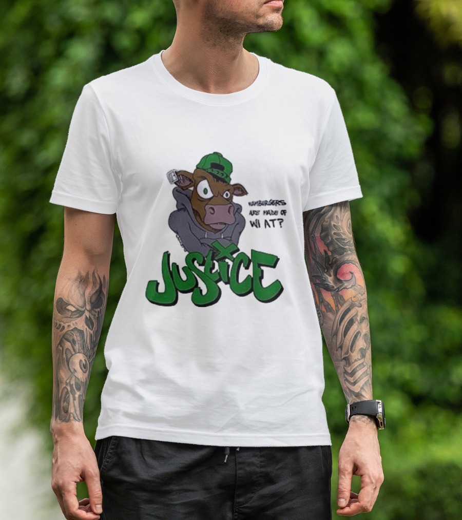 Justice Hamburgers Are Made Of What Go Vegetarian Cow T-Shirt