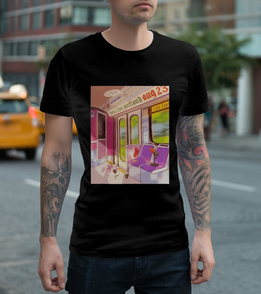 Fear& Live Portland Aug 23 Subway Scene With City Center Graffiti And Microphone T-Shirt