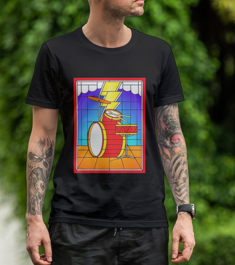 Stained Glass Drum Kit With Lightning Bolt T-Shirt