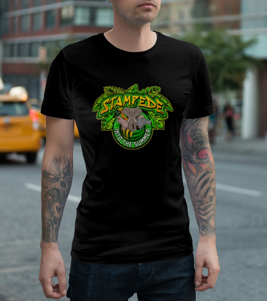 Stampede Into The Summer Elephant Giraffe Hippo Tropical 2026 T-Shirt