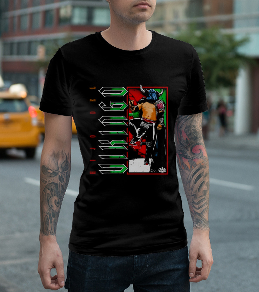 Hijo Del Vikingo Lucha Libre Wrestler Demon Mask Green Red White T-Shirt