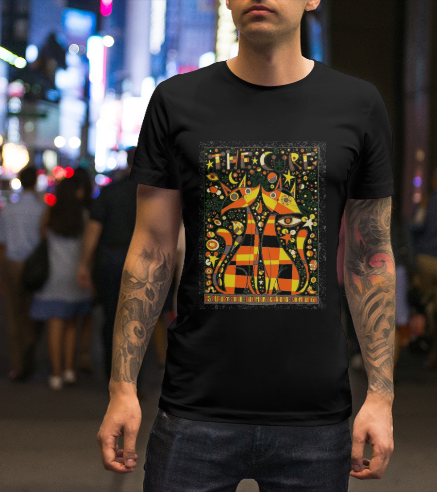 The Cure 23 August 2026 Summer Sessions Edinburgh Psychedelic Cat T-Shirt