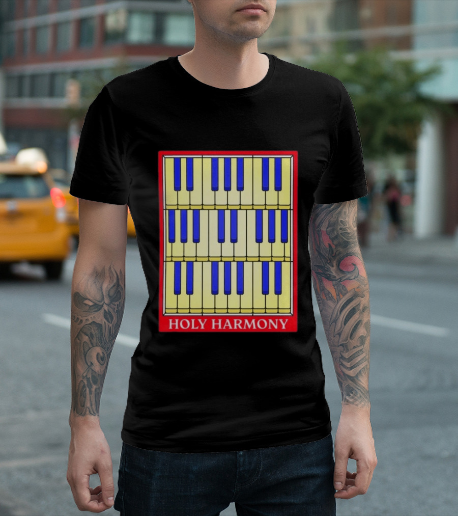 Holy Harmony Stained Glass Piano Keyboard Classical Music T-Shirt