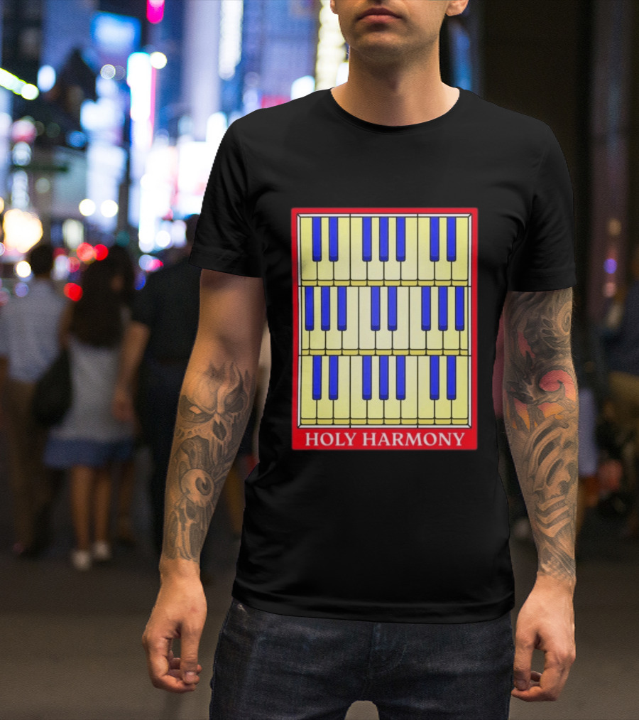 Holy Harmony Stained Glass Piano Keyboard Classical Music T-Shirt