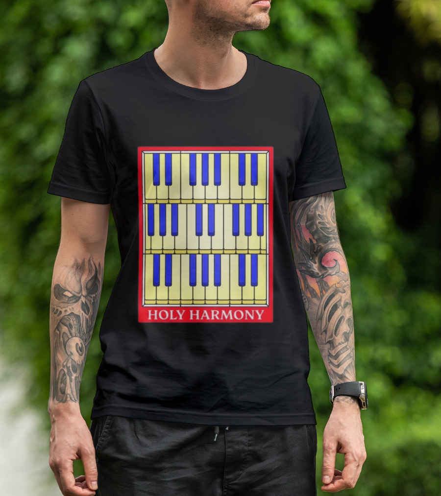 Holy Harmony Stained Glass Piano Keyboard Classical Music T-Shirt