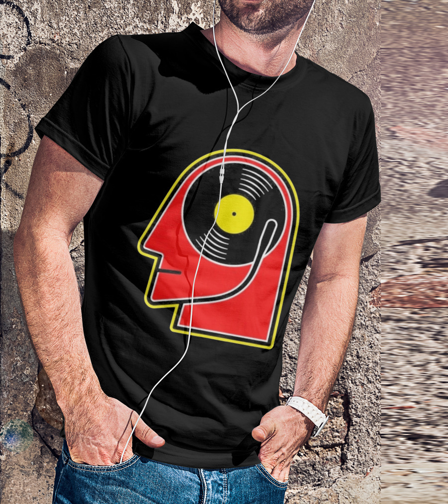 Vinyl Album Head With Record Disc Ear Retro Music T-Shirt