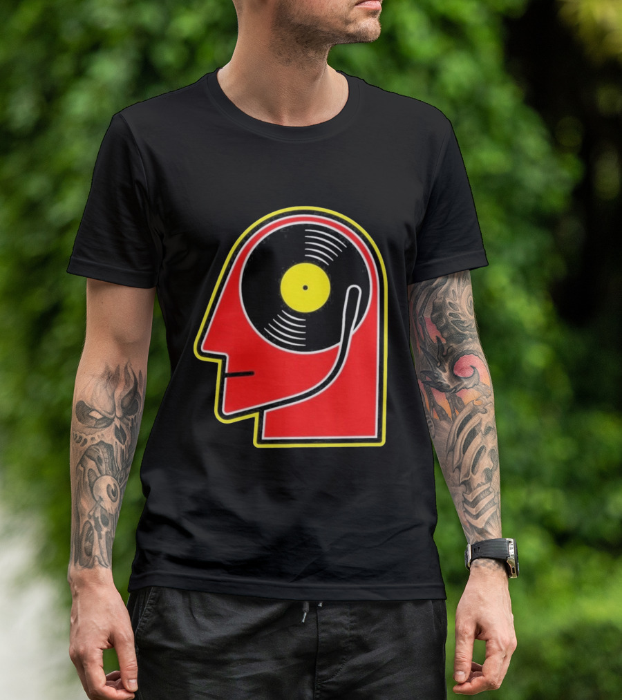 Vinyl Album Head With Record Disc Ear Retro Music T-Shirt
