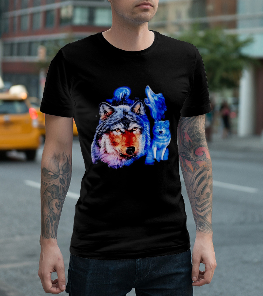 Wild Wolf Pack Moon Night Scene Nature Wildlife Wolves Howling T-Shirt