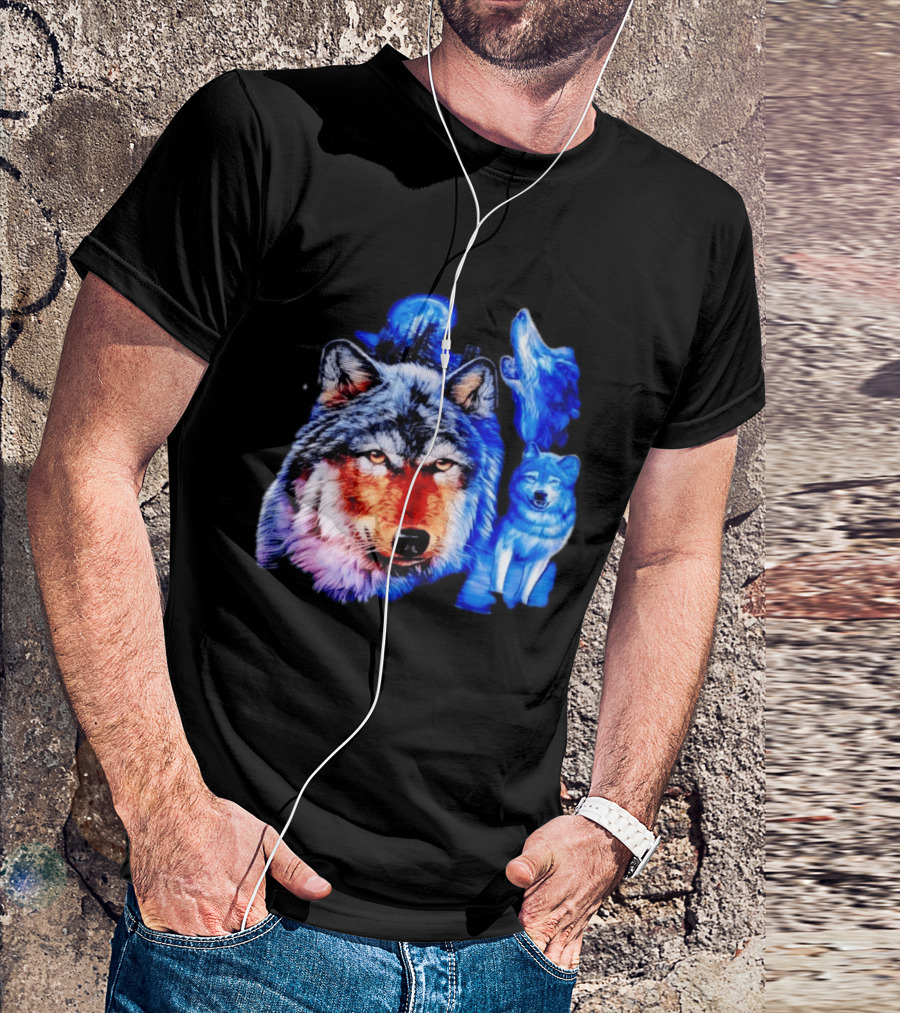 Wild Wolf Pack Moon Night Scene Nature Wildlife Wolves Howling T-Shirt