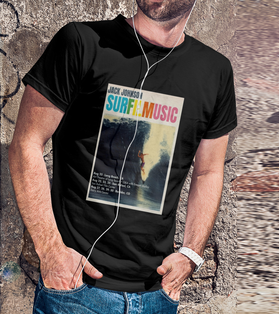 Jack Johnson Surf Film Music Tour Long Beach San Rafael Boulder August 2026 Events T-Shirt