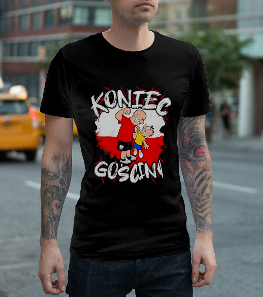 Koniec Gosciny Polish Football Cartoon Polska Flag T-Shirt